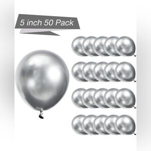 50pcs Silver Metallic Balloons, 5inch, NIP